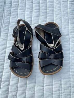Salt Water Sandals by Hoy Black Kids Strappy Leather Sandals